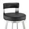 Armen Living Lynof Swivel Bar Stool in Brushed Stainless Steel with Black Faux Leather 840254335516 - alternate 4